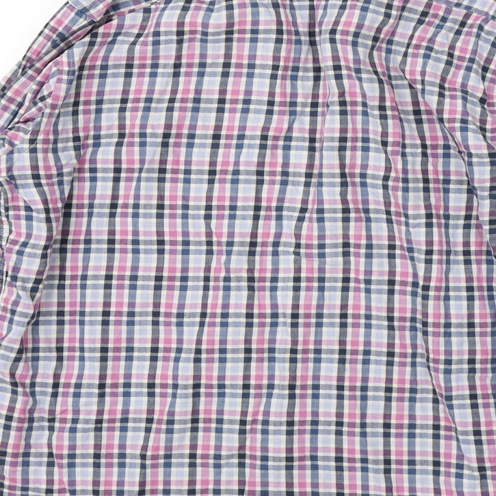 James Aubrey Mens Multicoloured Check Cotton Button-Up Size M Collared Button