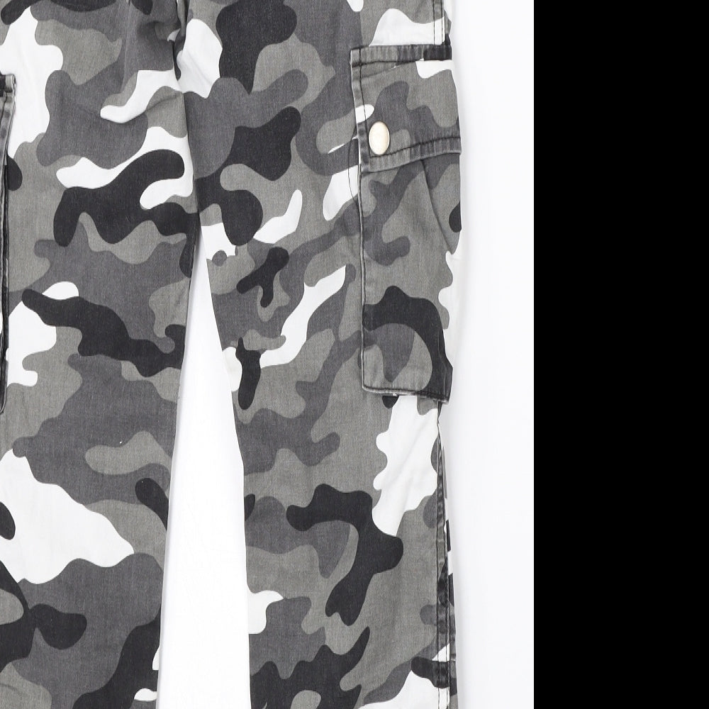 New Look Girls Grey Camouflage Cotton Skinny Jeans Size 9 Months Regular