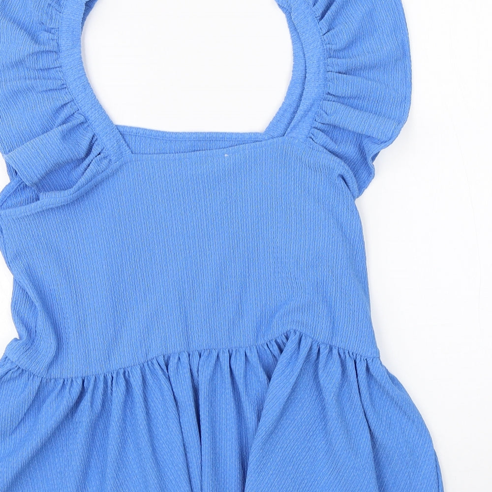 Papaya Womens Blue Polyester Basic Blouse Size 14 Off the Shoulder
