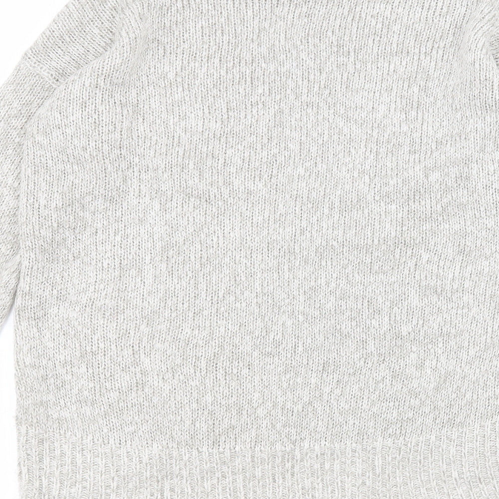 New Look Womens Grey Round Neck Acrylic Pullover Jumper Size S