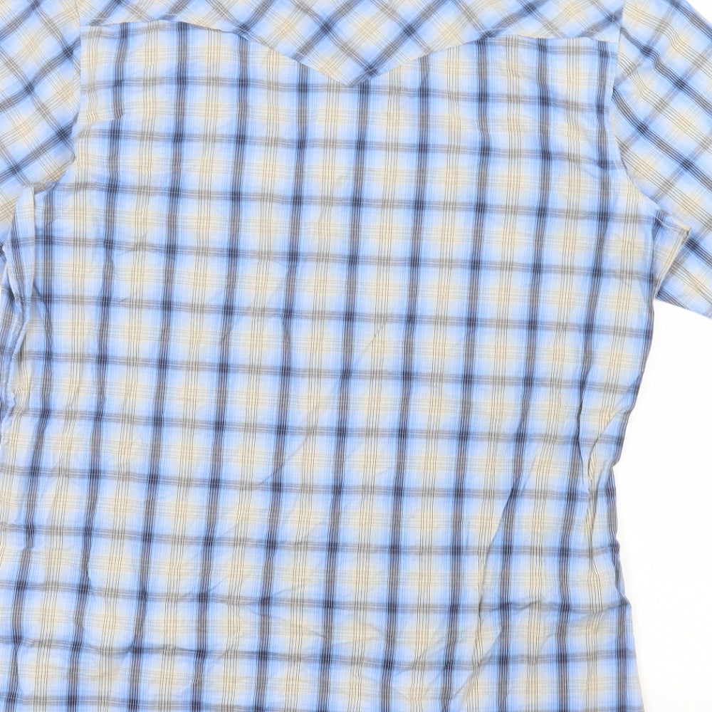 Cherokee Womens Blue Cotton Basic Button-Up Size L Collared
