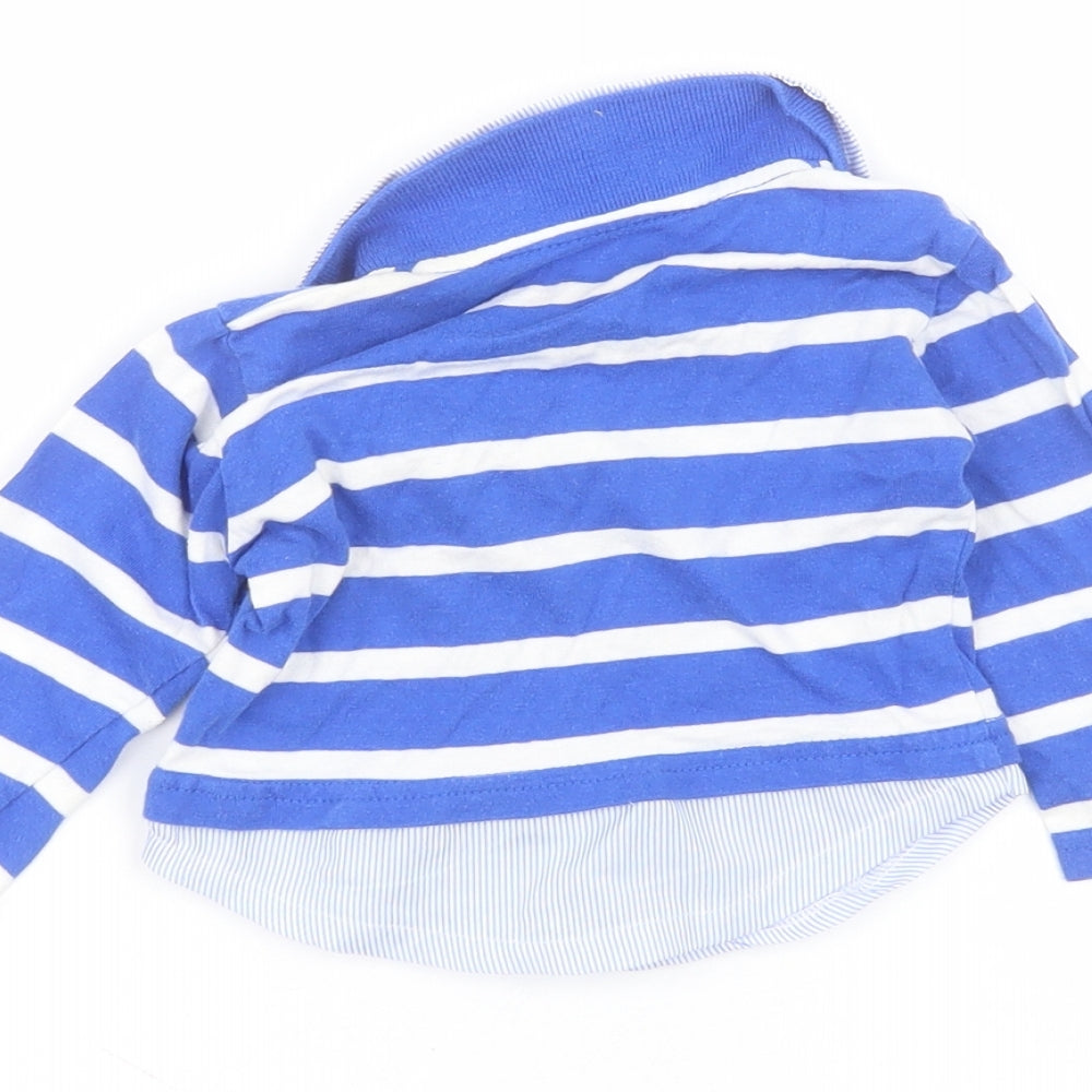 Earlydays Baby Blue Striped Cotton Basic Polo Size 0-3 Months Collared