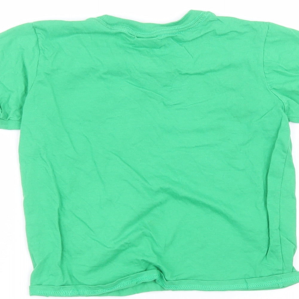 Gilden Boys Green Cotton Basic T-Shirt Size S Round Neck