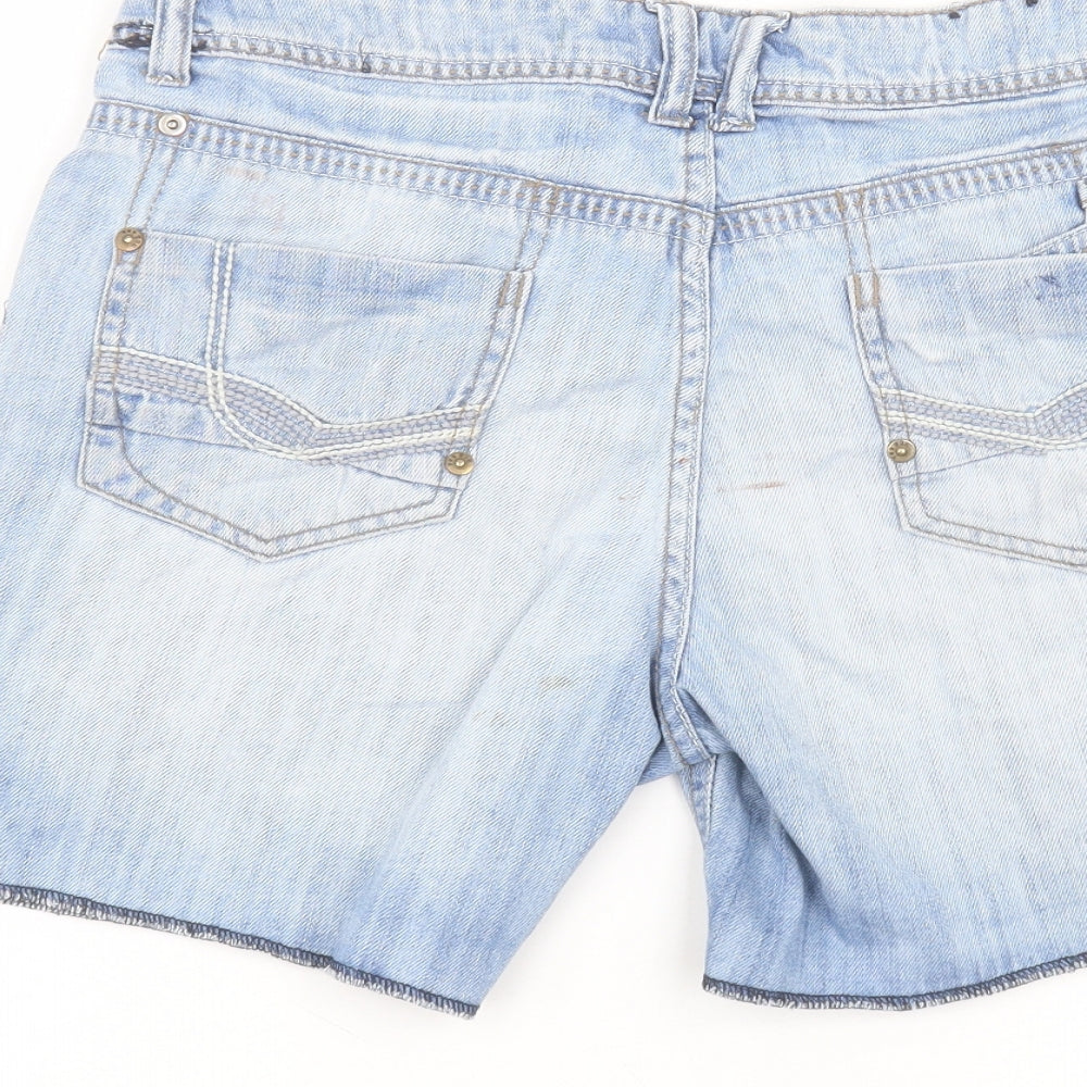 yesyes Womens Blue Cotton Bermuda Shorts Size 8 L6 in Regular