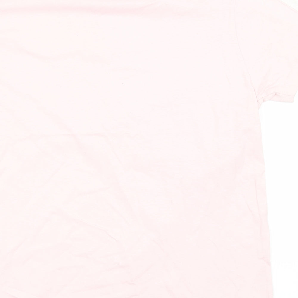 D-Struct Womens Pink Cotton Basic T-Shirt Size L Round Neck