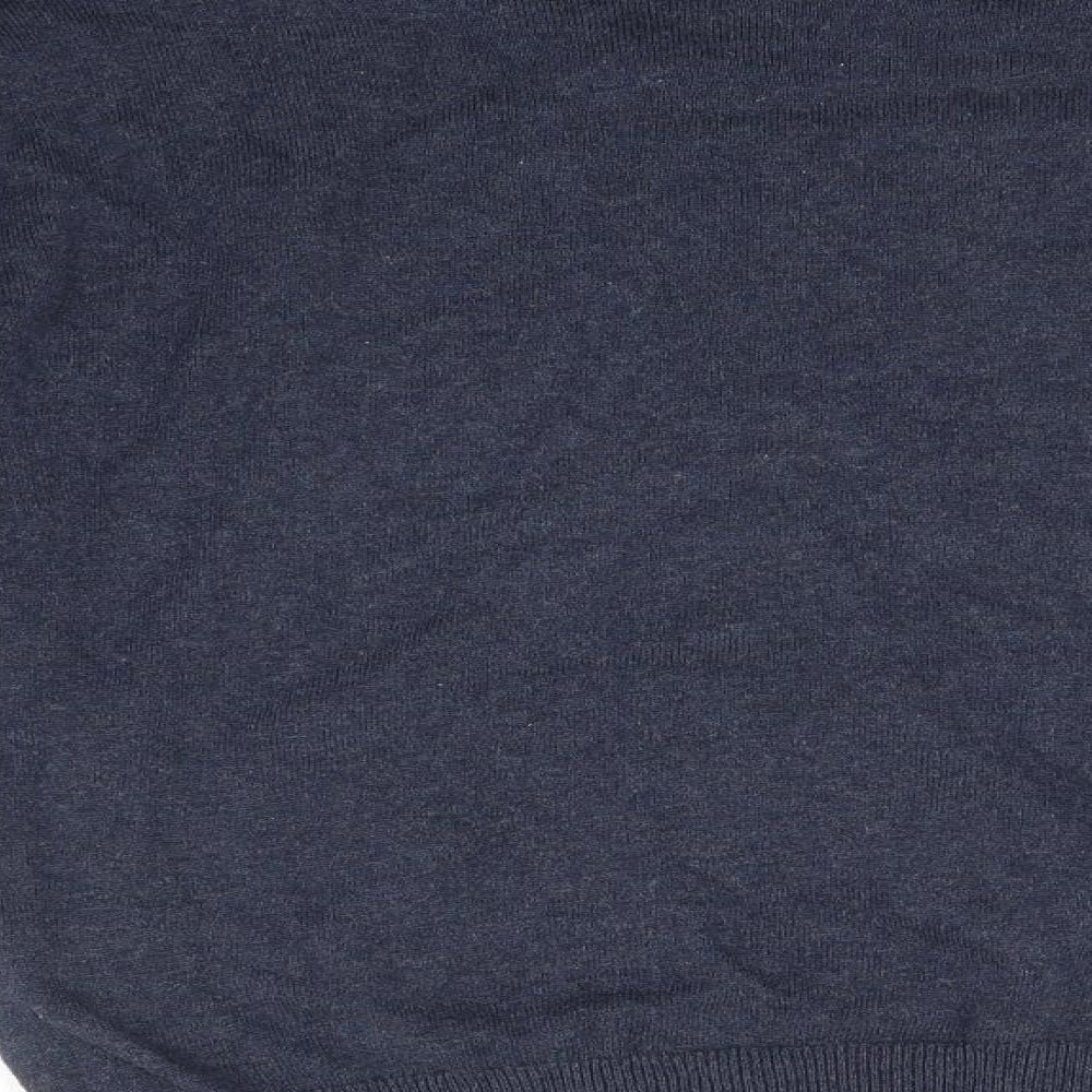 French Connection Mens Blue V-Neck Cotton Pullover Jumper Size M