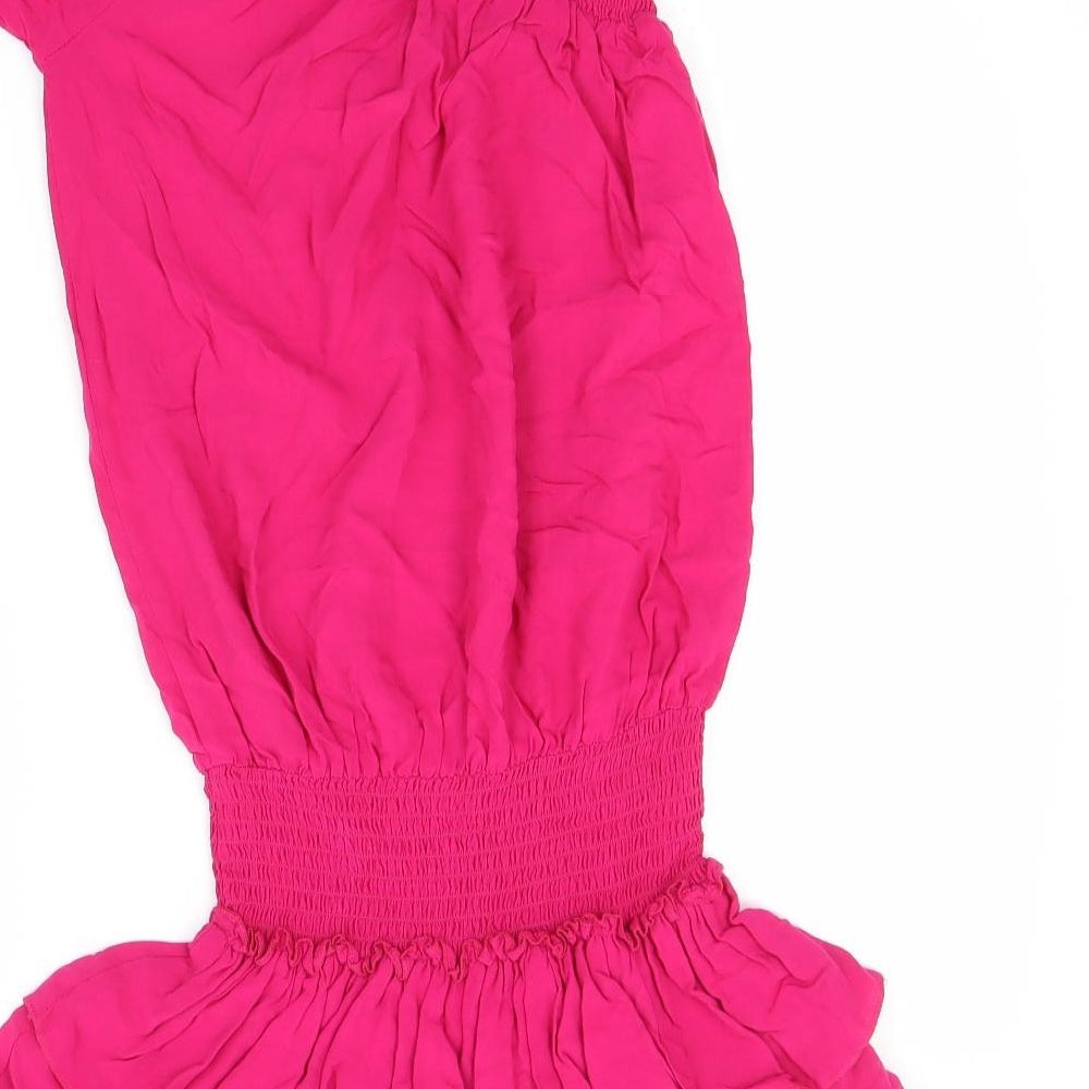 Buffalo Womens Pink Viscose Fit & Flare Size 10 One Shoulder