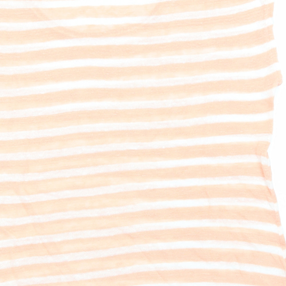 Lauren Womens Pink Striped Cotton Basic Tank Size S Round Neck