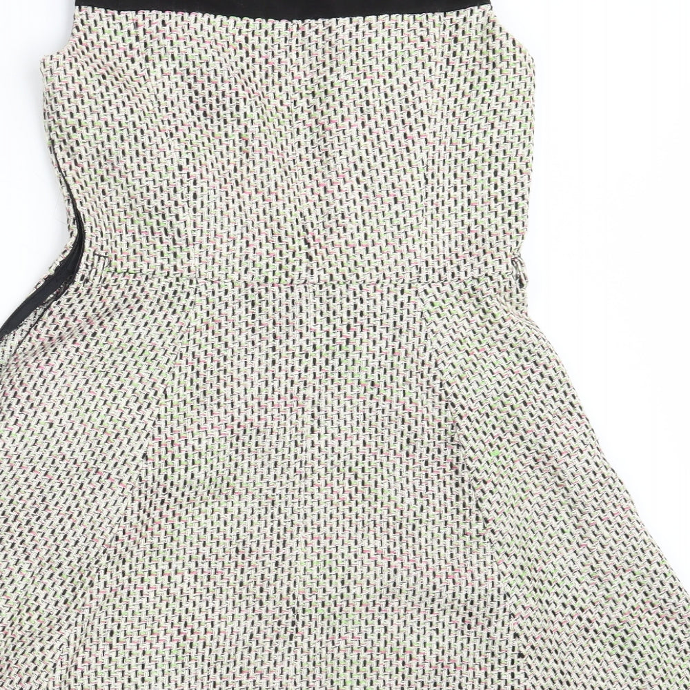 Atmosphere Womens Beige Cotton A-Line Size 10 Boat Neck Zip