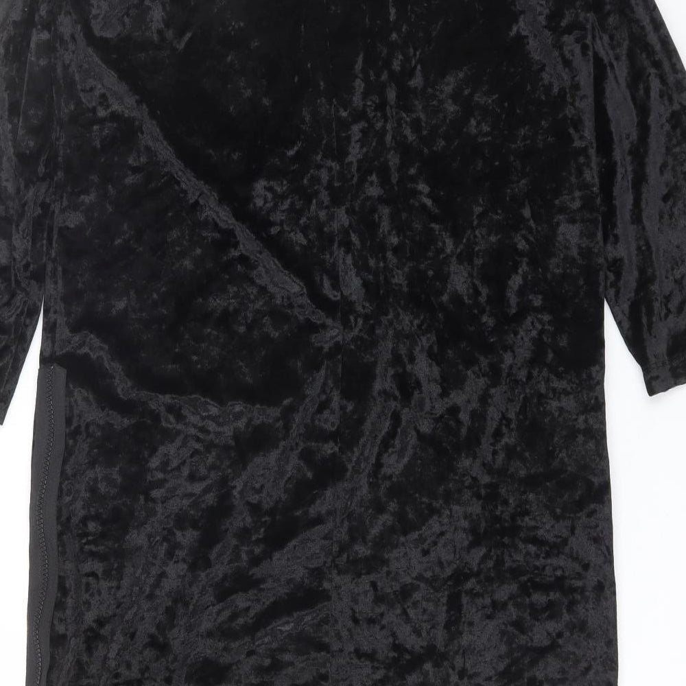 Prando Womens Black Polyester Shift Size 12 V-Neck - Size 40