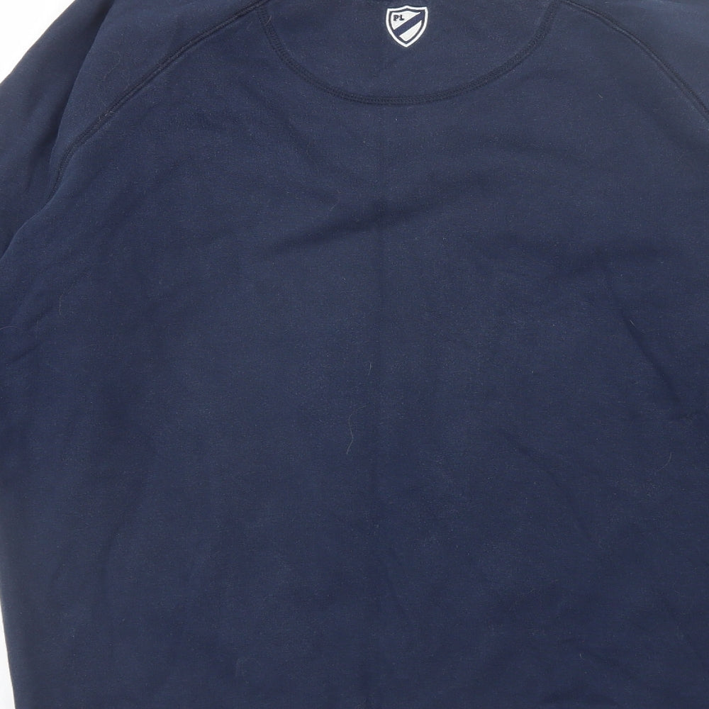 Playerlayer Mens Blue Round Neck Cotton Pullover Jumper Size XL