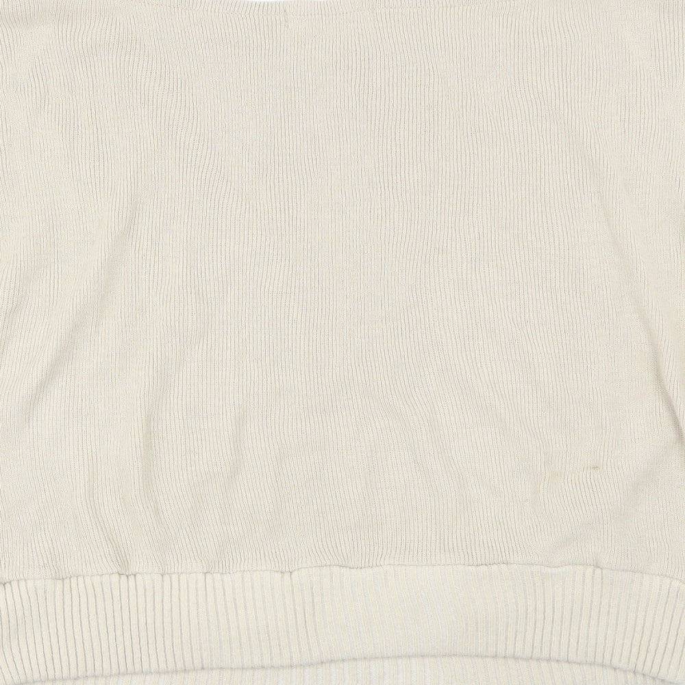 Femme Luxe Womens Beige Round Neck Acrylic Pullover Jumper Size M