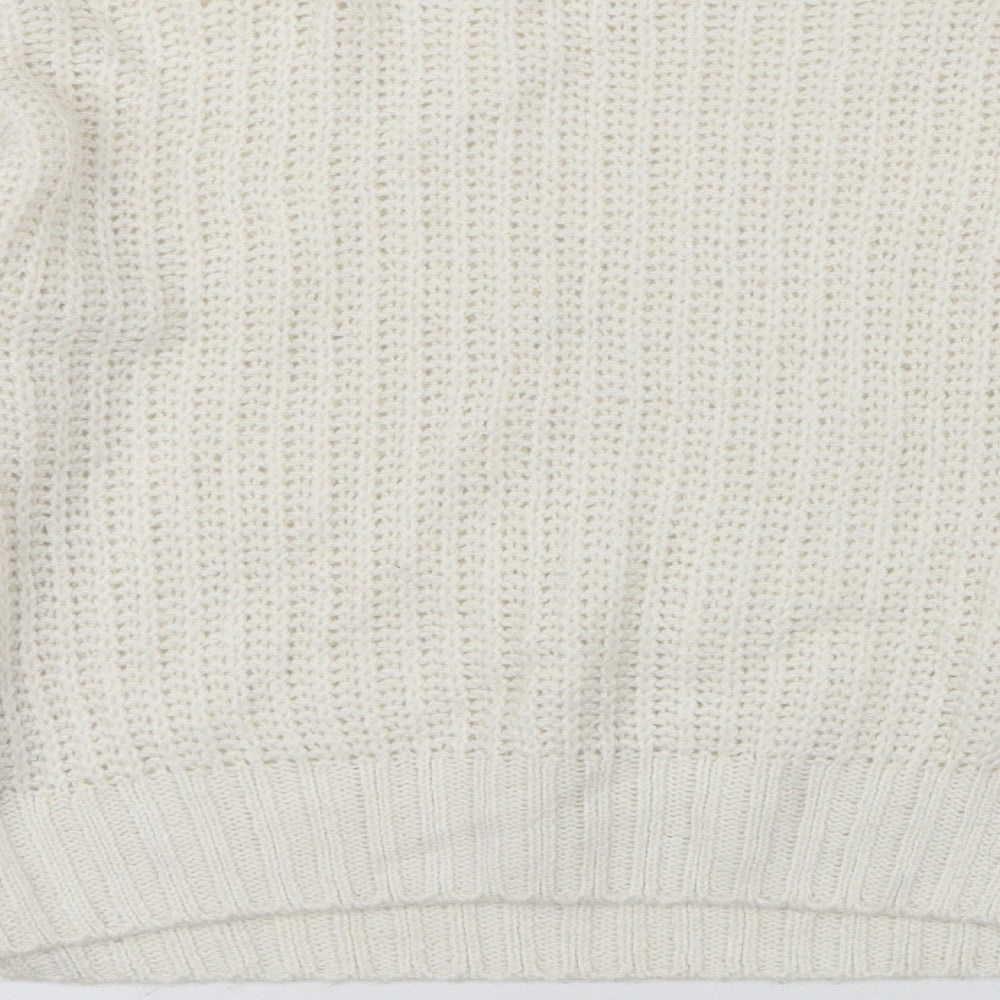 NEXT Womens White Round Neck Acrylic Pullover Jumper Size S