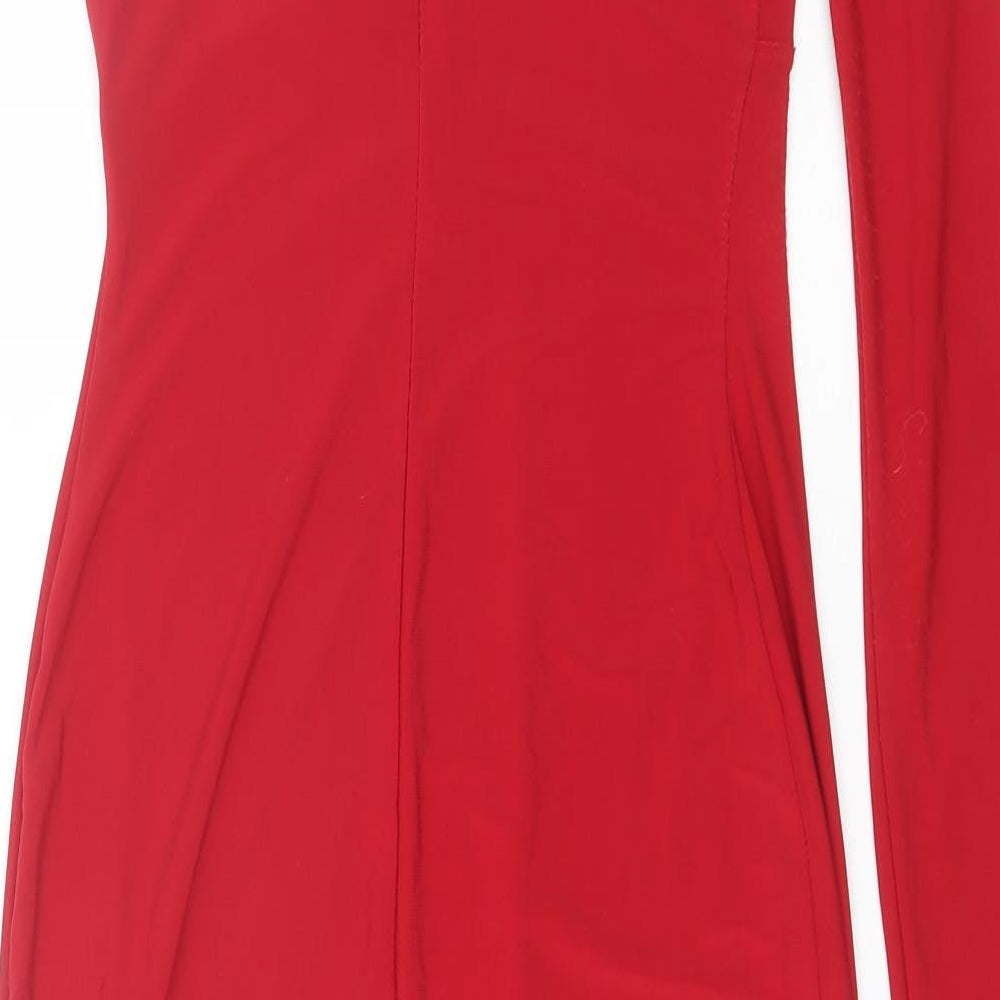 ClubL London Womens Red Polyester Shift Size 8 Round Neck