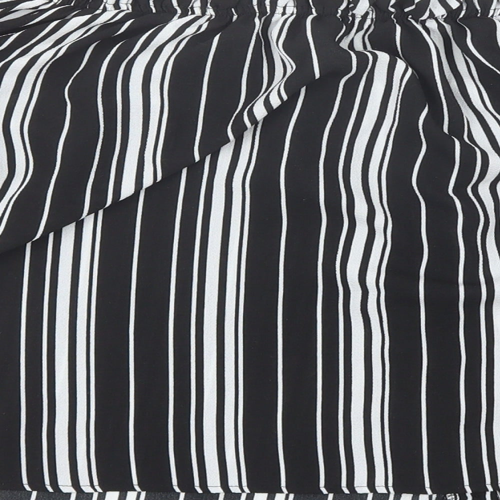 Cameo Rose Womens Black Striped Polyester Basic Blouse Size 16 Off the Shoulder