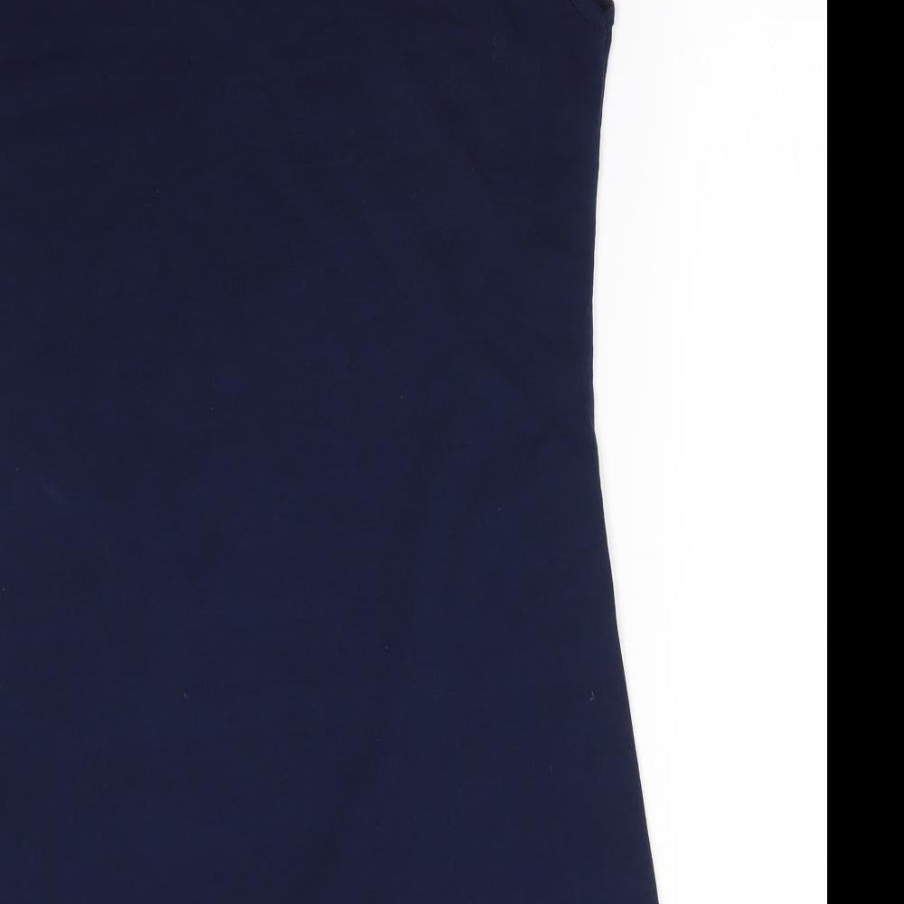 Preworn Womens Blue A-Line Size L V-Neck - Brass like heavy beading