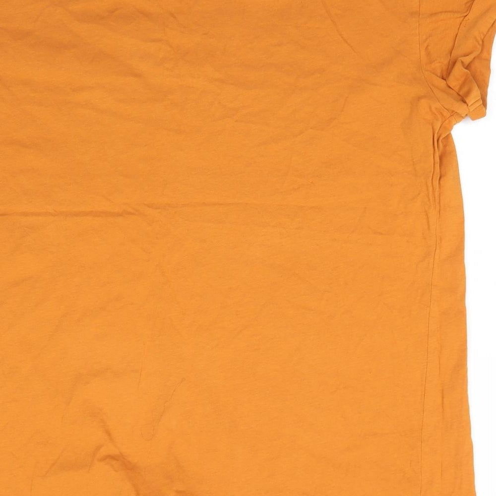 Divided Womens Gold Cotton Basic T-Shirt Size L Round Neck