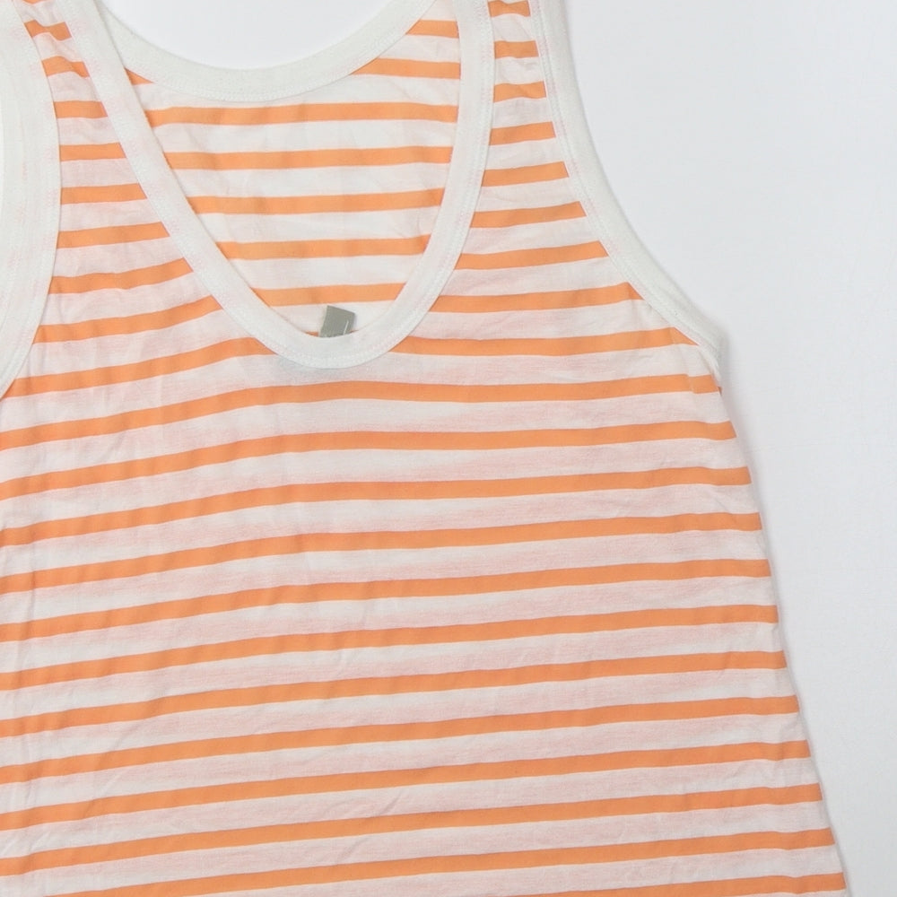 ASOS Womens Orange Striped Viscose Basic Tank Size 6 Scoop Neck
