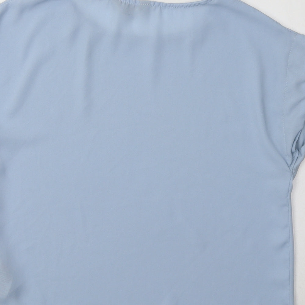 New Look Womens Blue Polyester Basic Blouse Size 6 Round Neck