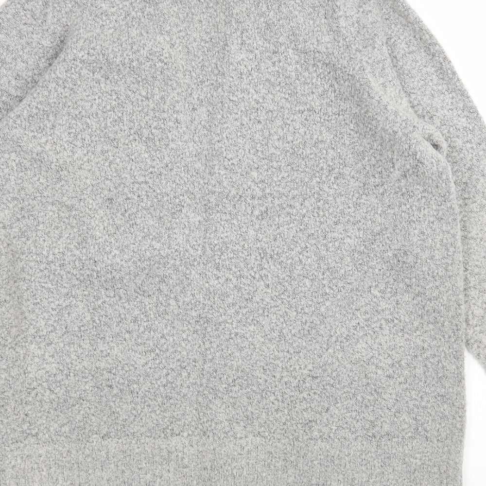 M&Co Womens Grey V-Neck Acrylic Wrap Jumper Size 16