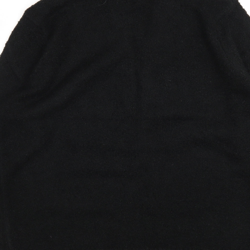 M&Co Womens Black V-Neck Acrylic Wrap Jumper Size 16