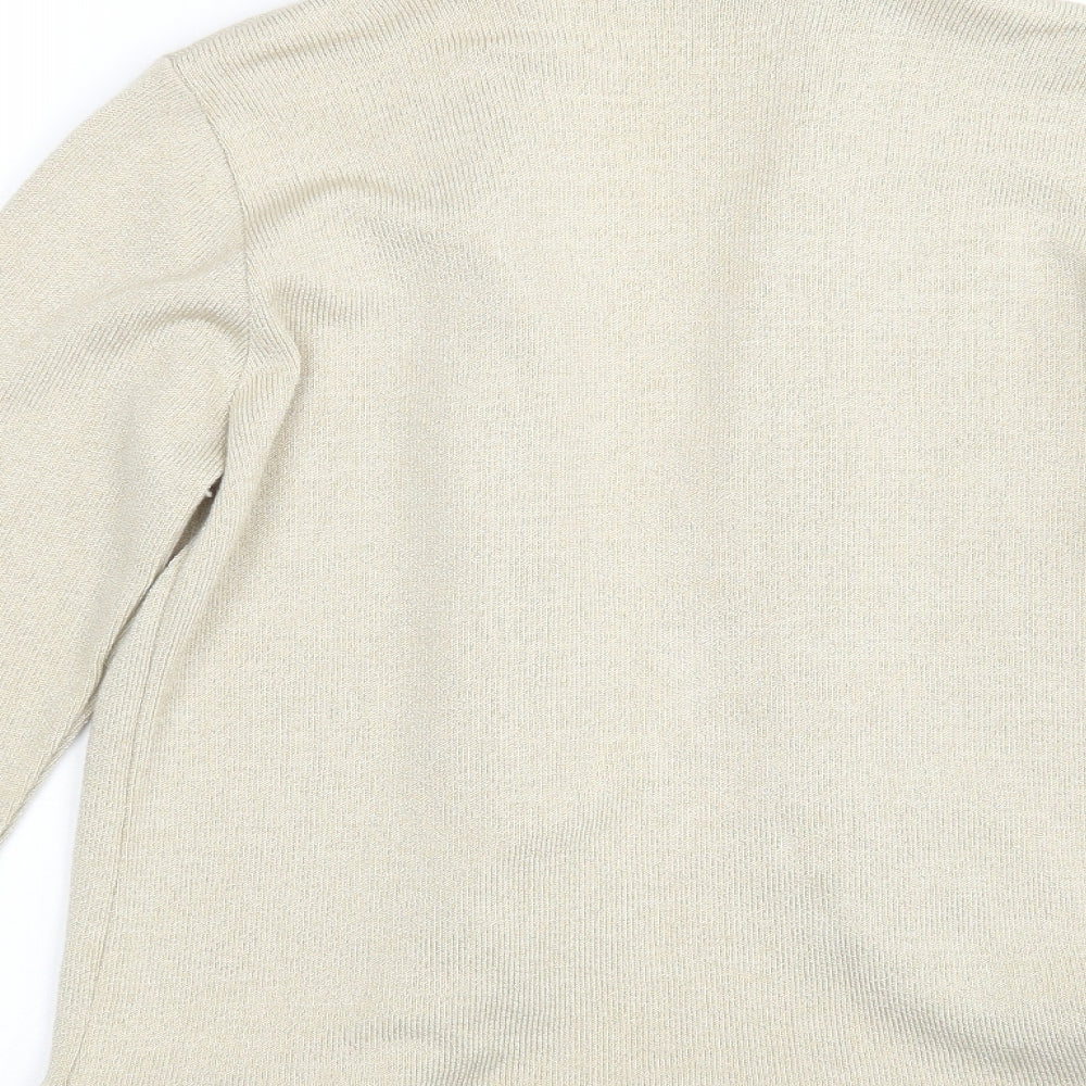 Just Elegance Womens Beige V-Neck Acrylic Cardigan Jumper Size S