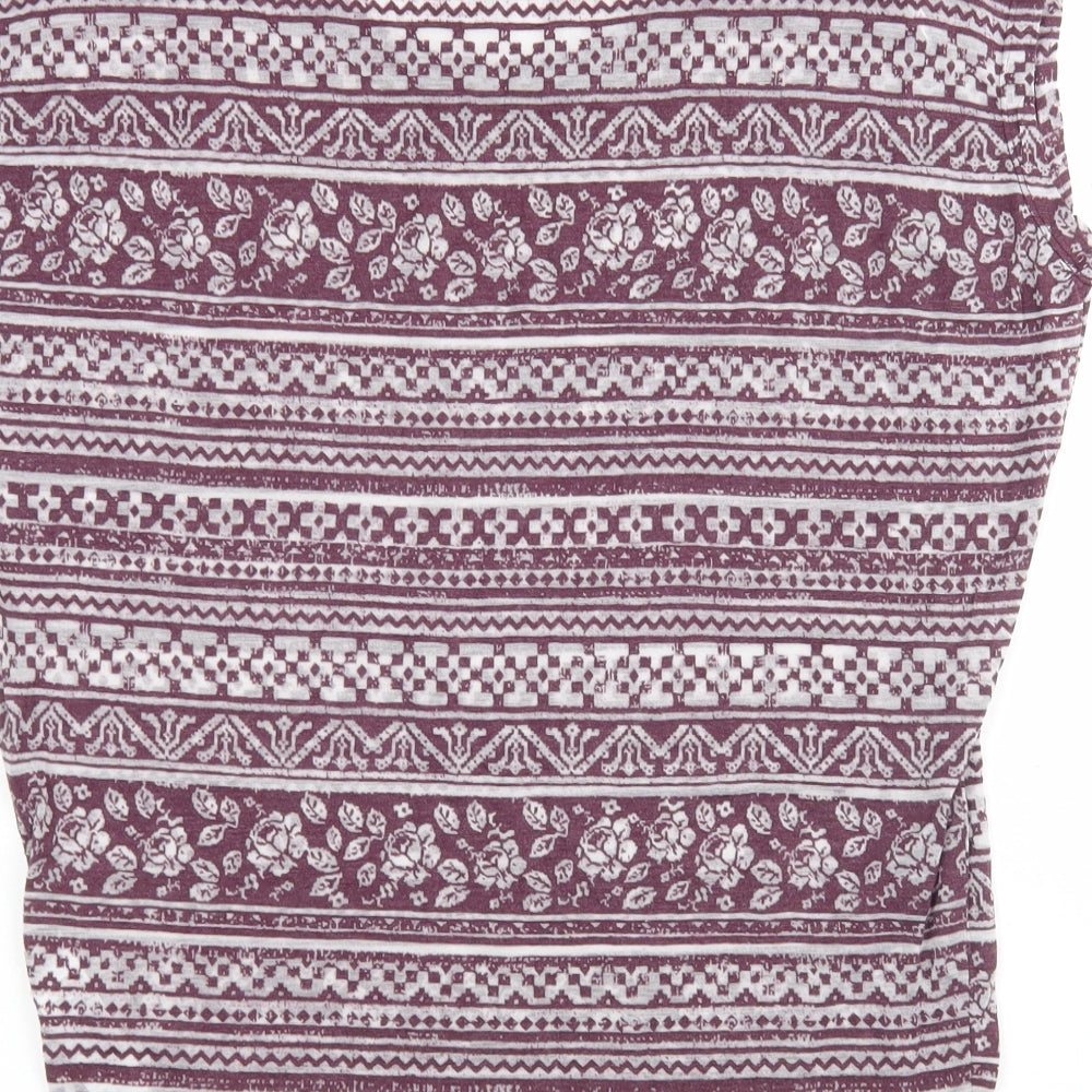 New Look Womens Multicoloured Floral Cotton Basic T-Shirt Size 6 Round Neck