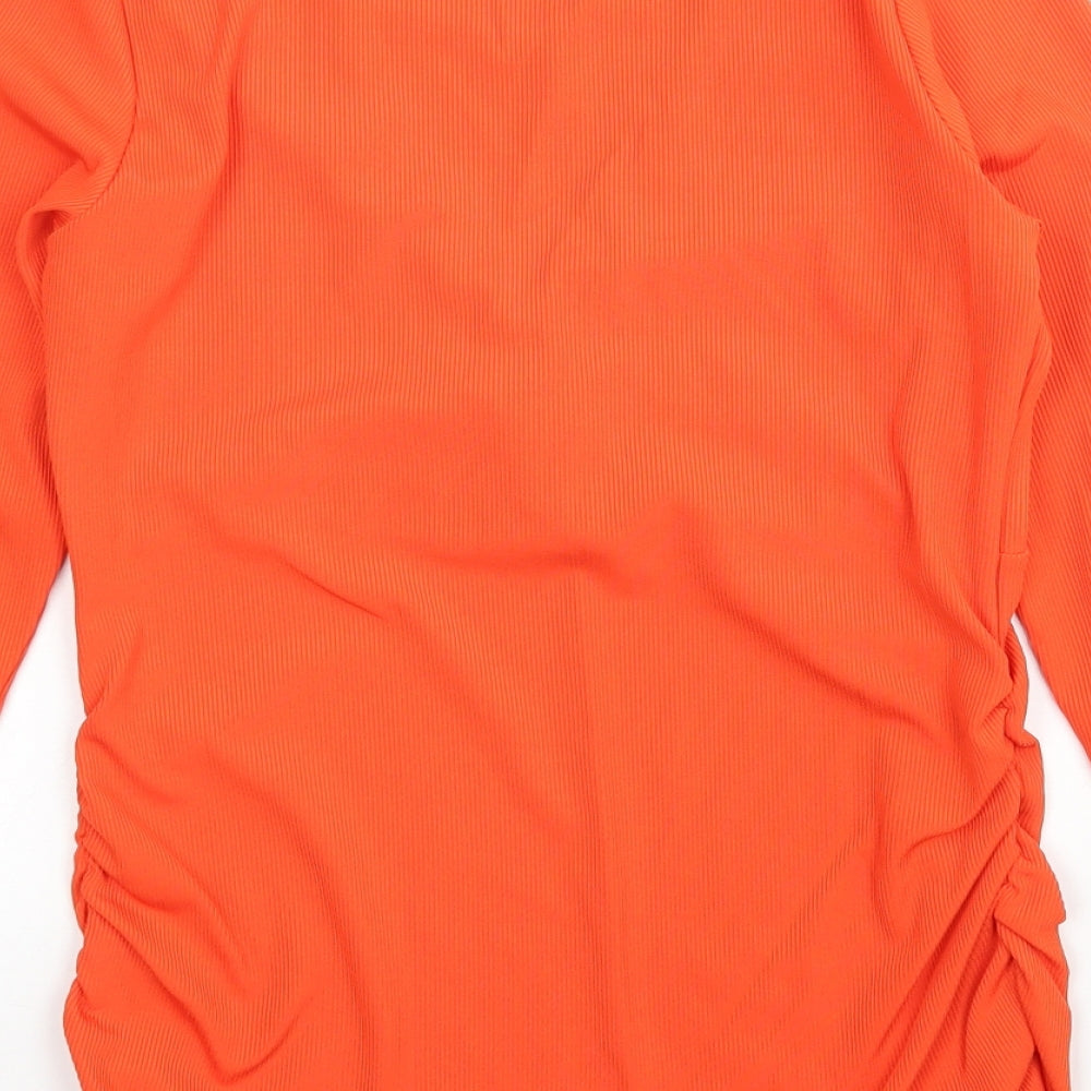Blooming Marvellous Womens Orange Polyester Basic Blouse Size S Round Neck