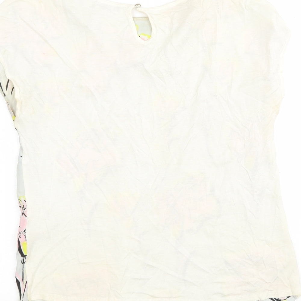 Warehouse Womens Multicoloured Floral Viscose Basic Blouse Size 10 Round Neck