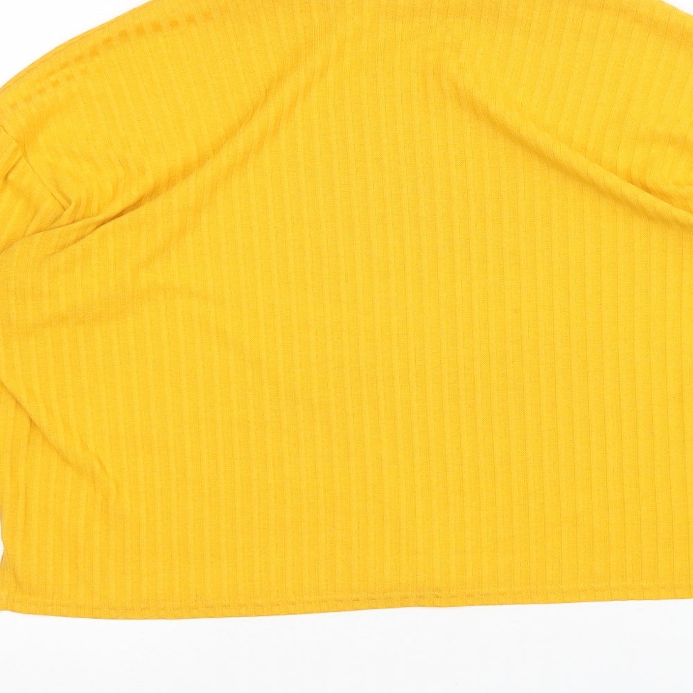 H&M Womens Yellow Basic T-Shirt Size S Roll Neck