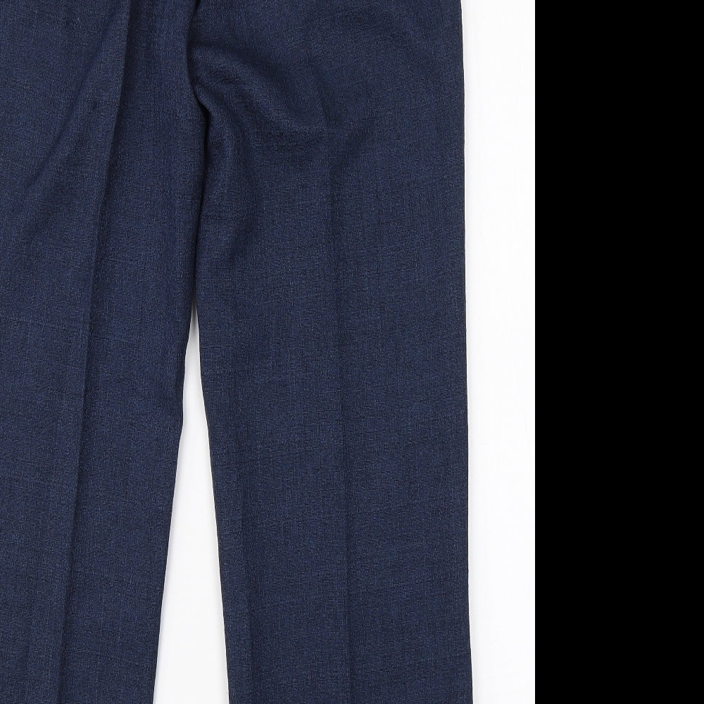 Wardrobe Womens Blue Polyester Dress Pants Trousers Size 14 L28 in Regular