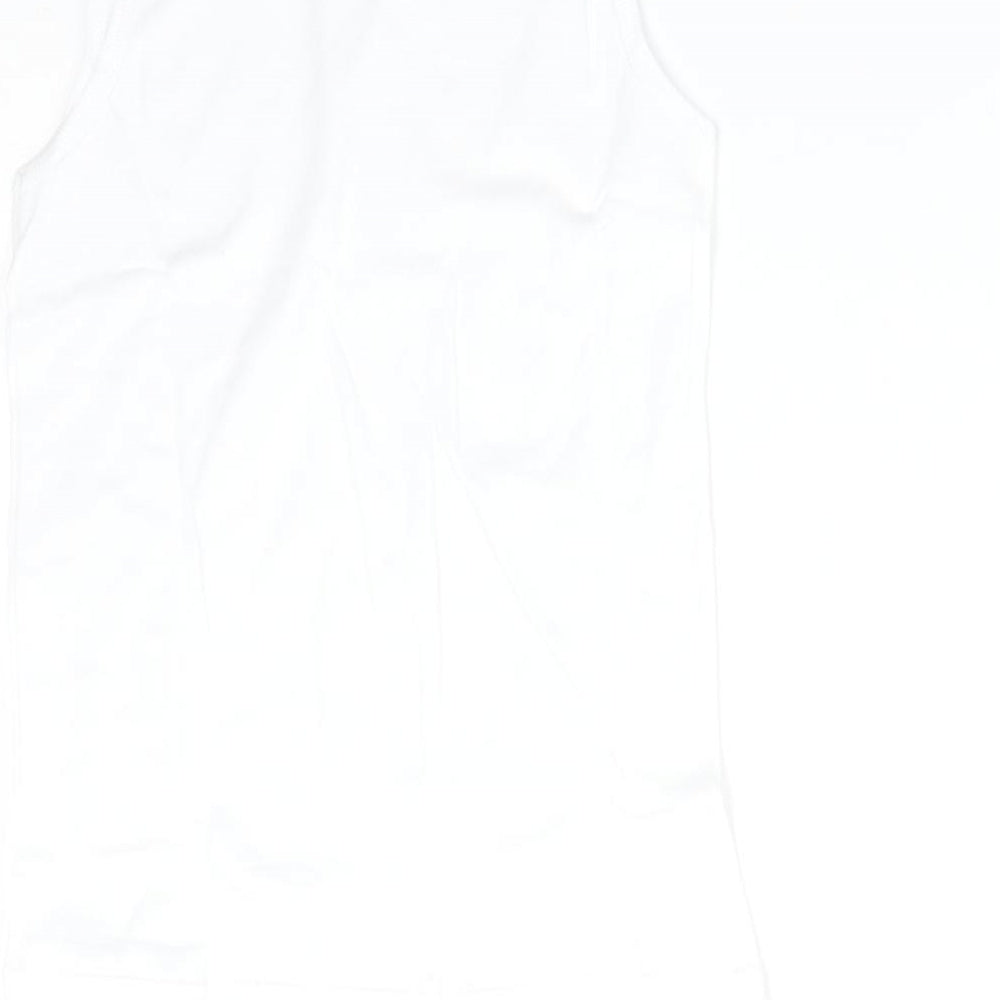 BACK TO SCHOOL Boys White Cotton Basic Tank Size 6-7 Years Round Neck