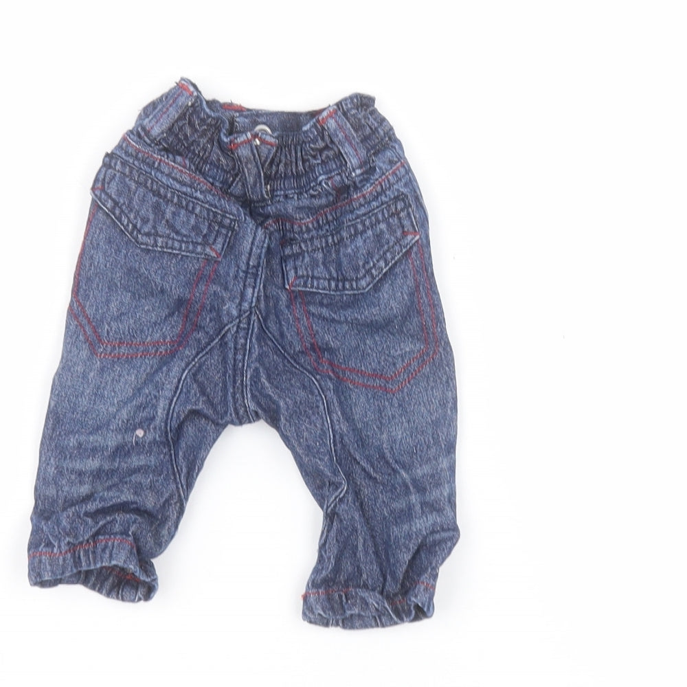 George Baby Blue Cotton Jeans Size 0-3 Months