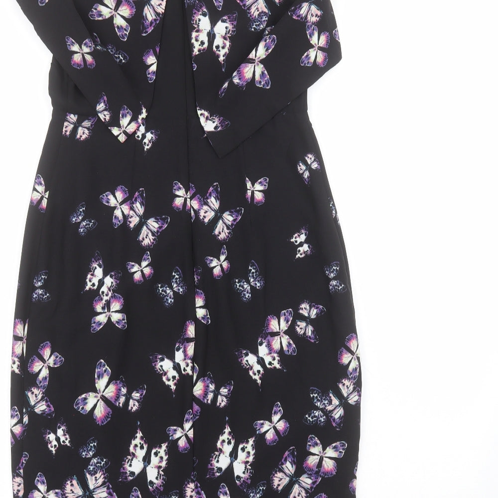 La Rochelle Womens Black Polyester Pencil Dress Size 8 Collared