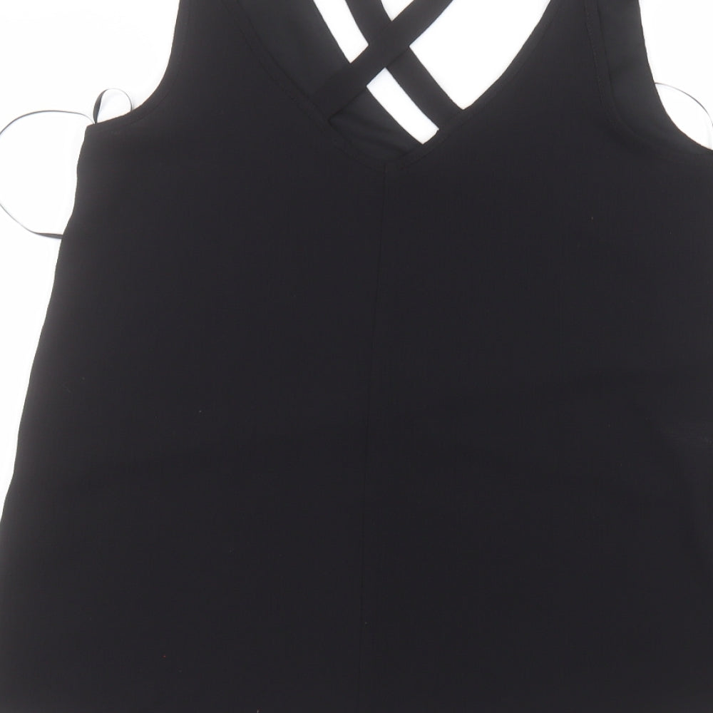 Select Womens Black Polyester Basic Blouse Size 12 V-Neck