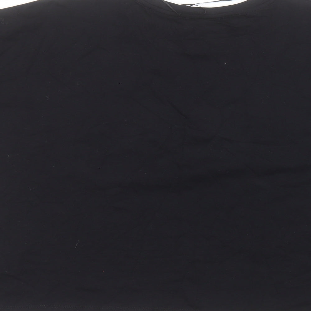 Peacocks Womens Black Cotton Basic T-Shirt Size 22 Round Neck