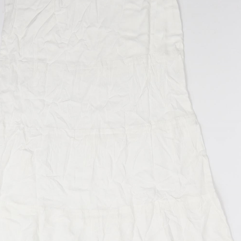 Esmee Womens White Viscose A-Line Size 8 Round Neck