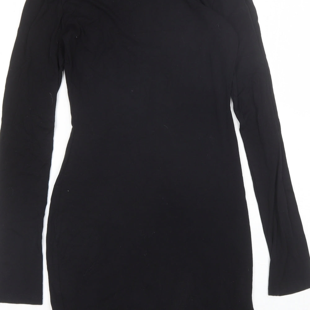 Missguided Womens Black Viscose Bodycon Size 8 Roll Neck