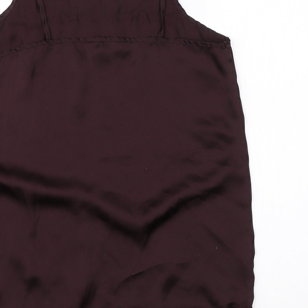 NEXT Womens Brown Polyester Basic Blouse Size 10 Square Neck