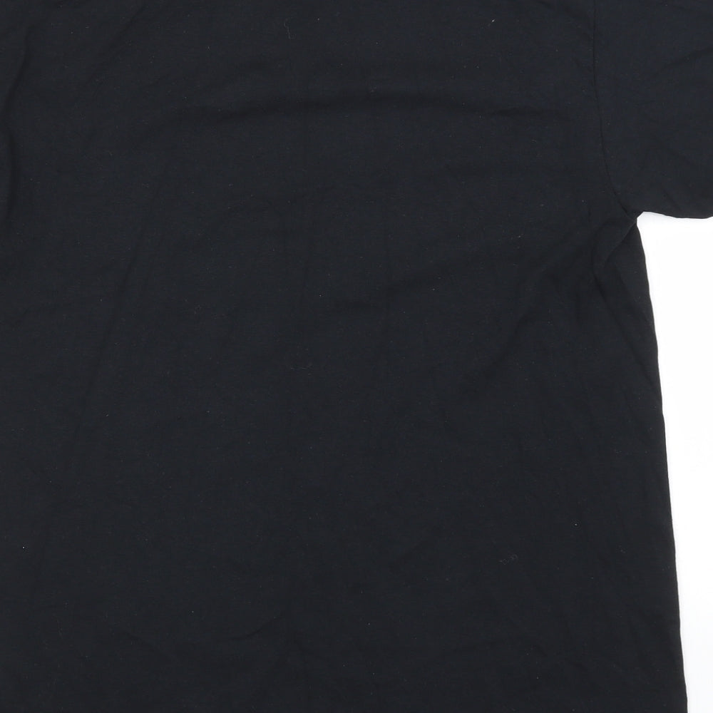 Gildan Mens Black Cotton T-Shirt Size M Round Neck