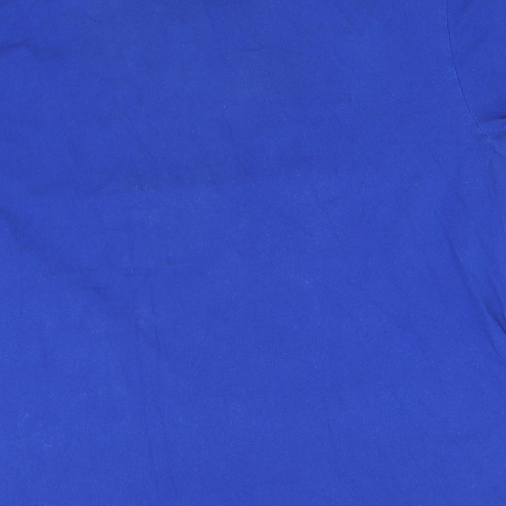 Marks and Spencer Womens Blue Cotton Basic T-Shirt Size L Round Neck