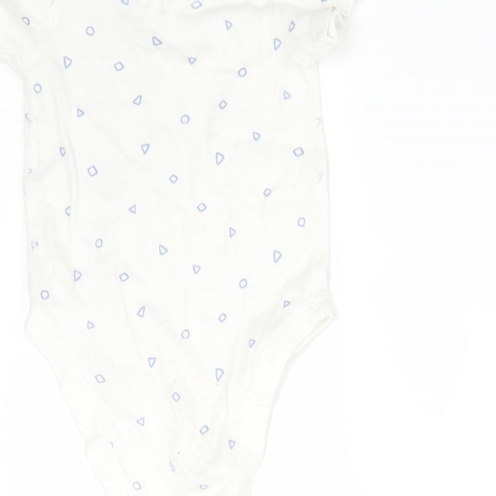 Marks & Spencer Boys White Geometric Cotton Babygrow One-Piece Size 3-6 Months