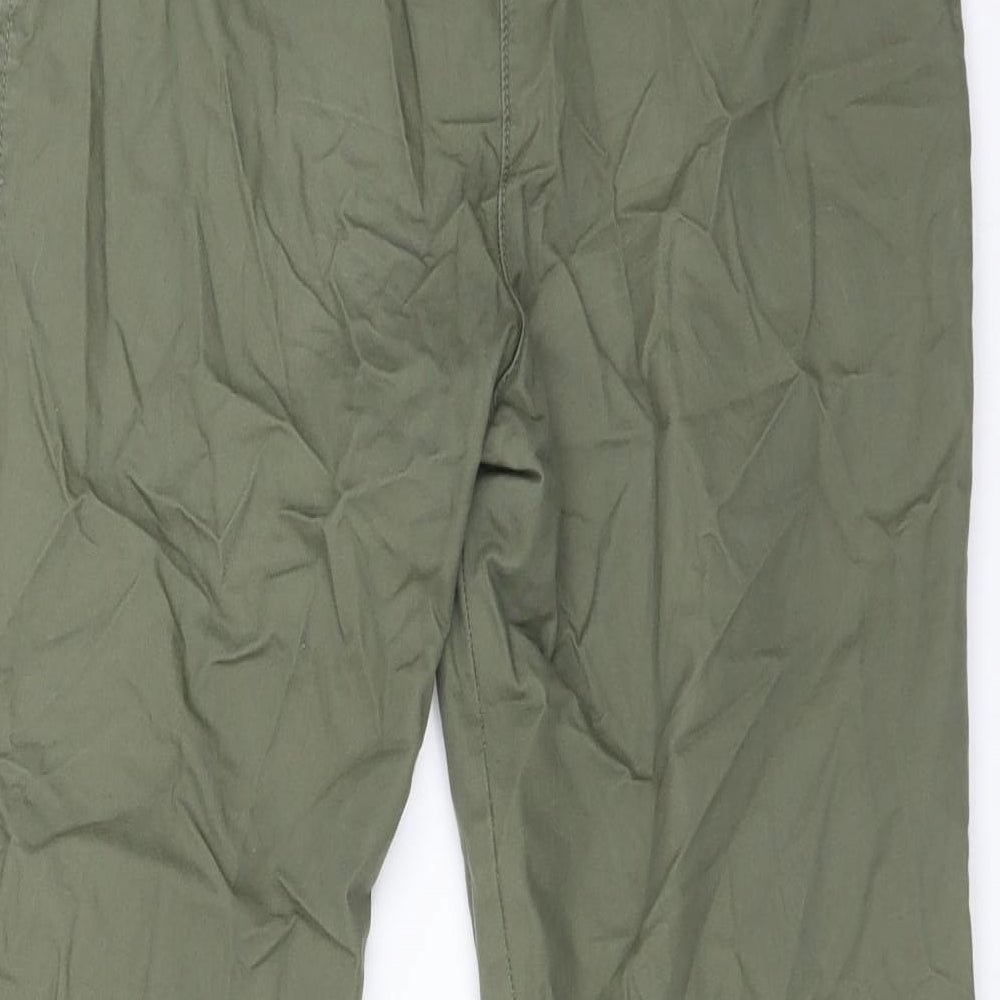 H&M Womens Green Cotton Chino Trousers Size 4 L28 in Regular