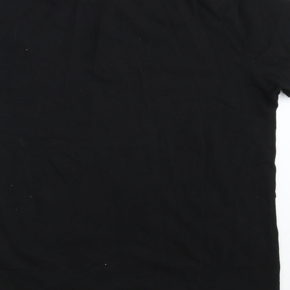 Peacocks Mens Black 100% Cotton Polo Size L Collared Button