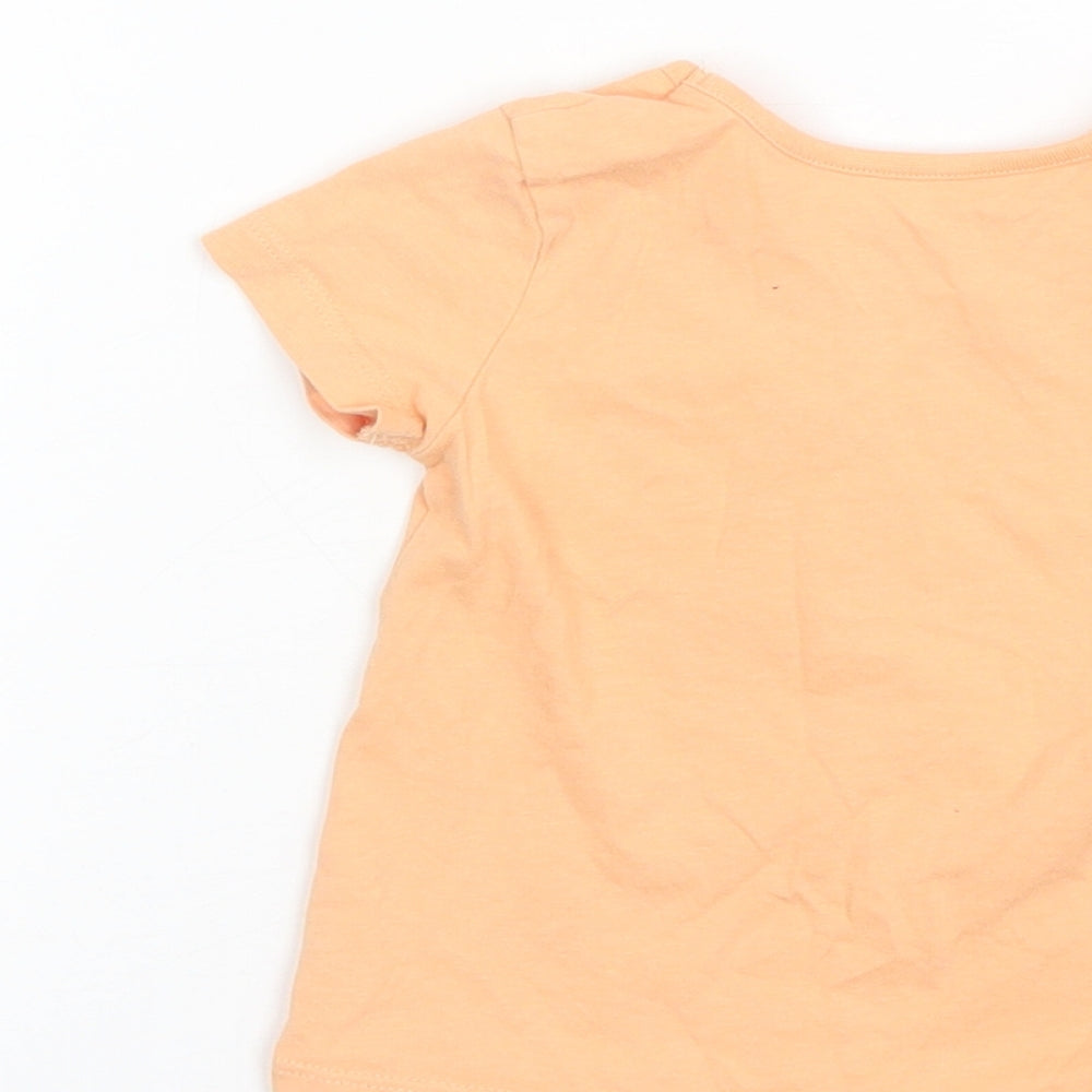 George Baby Orange Cotton Basic T-Shirt Size 6-9 Months Round Neck