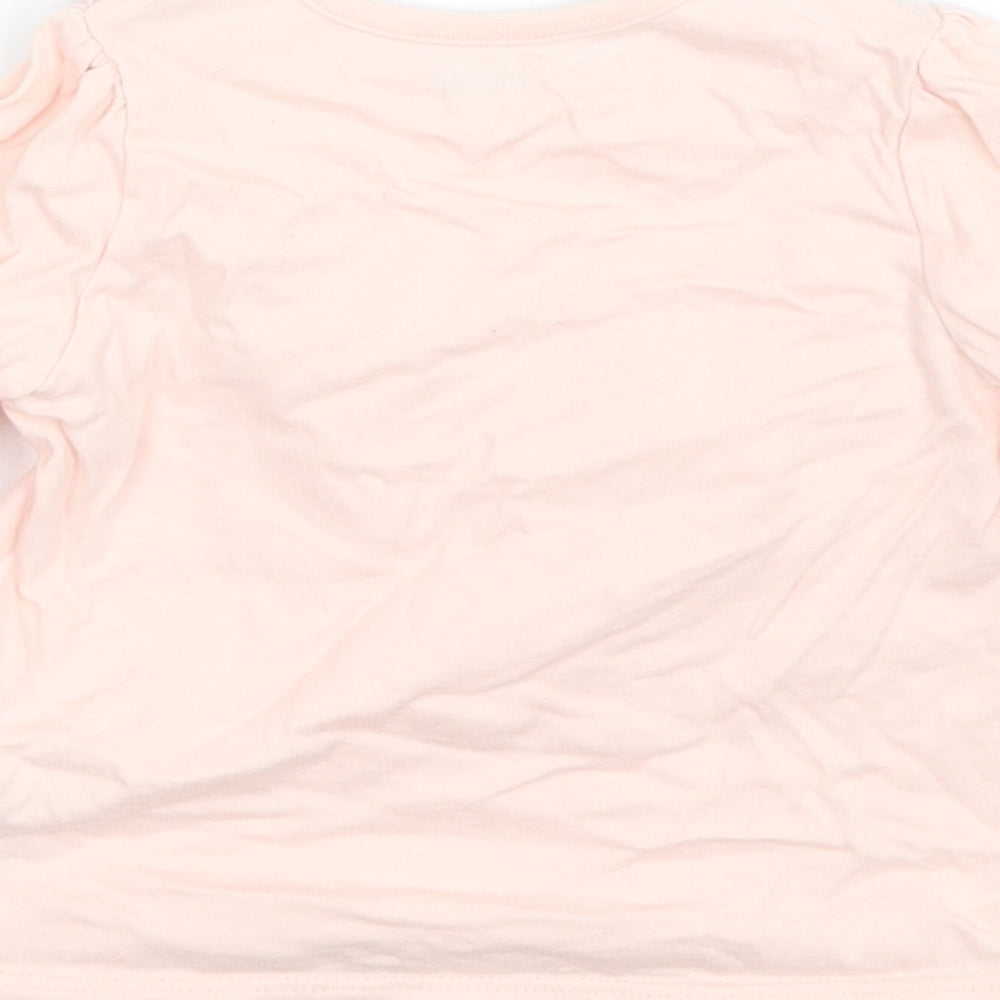 Nutmeg Baby Pink Cotton Basic T-Shirt Size 9-12 Months Round Neck