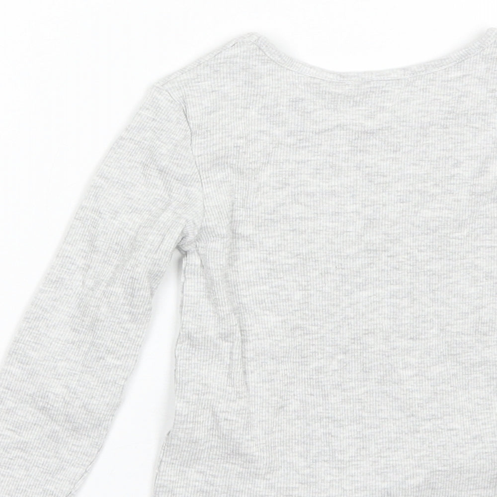 George Girls Grey Cotton Basic T-Shirt Size 2-3 Years Round Neck
