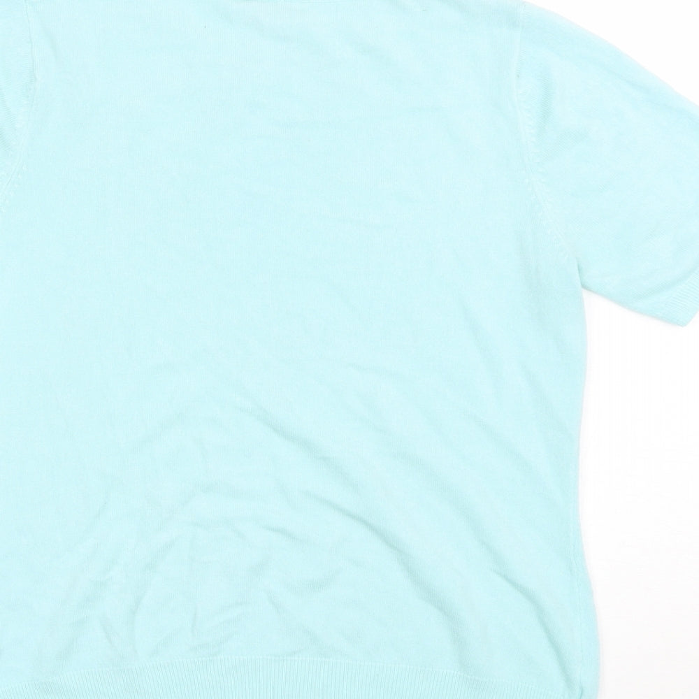 BHS Womens Blue Acrylic Basic T-Shirt Size 12 Round Neck