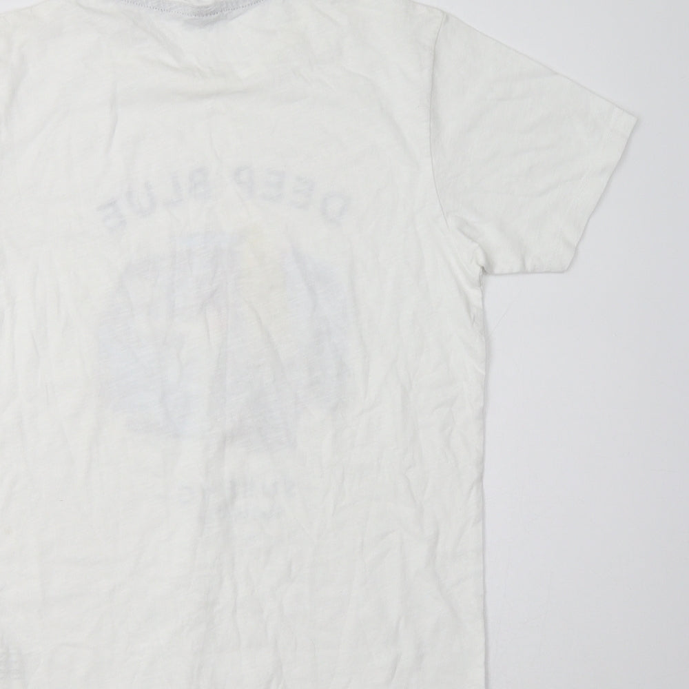 Springfield Womens White Cotton Basic T-Shirt Size XS Crew Neck - Deep Blue