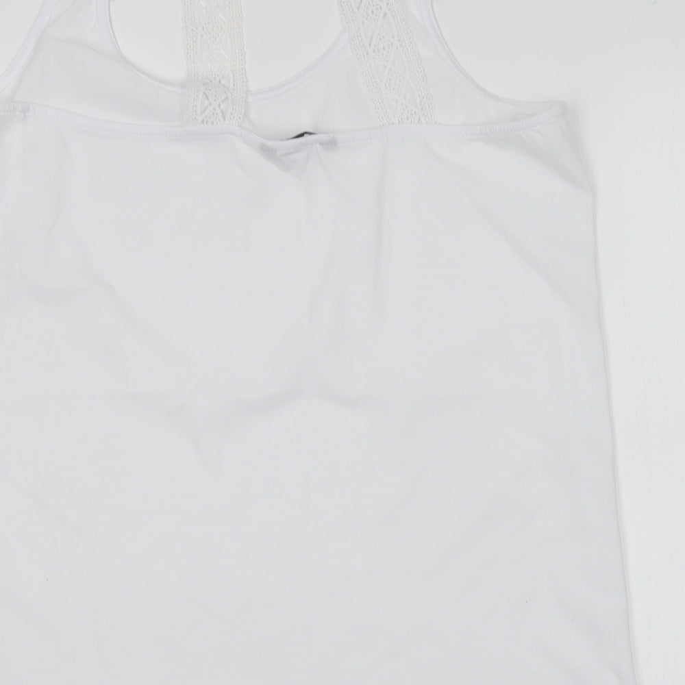 NEXT Womens White Polyester Basic Tank Size 16 Round Neck